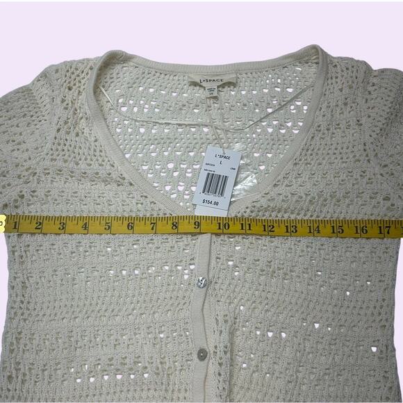 NWTs L*SPACE Sofia Cover-Up Button Down Cardigan in cream (L) - Picture 7 of 12